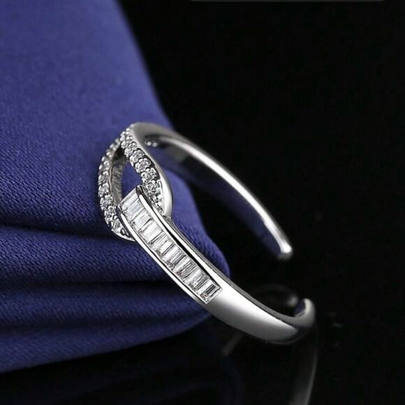 Simple & Delicate Cubic Zirconia stainless steel Open Ring - Picture 2 of 11